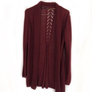 burgundy cardigan